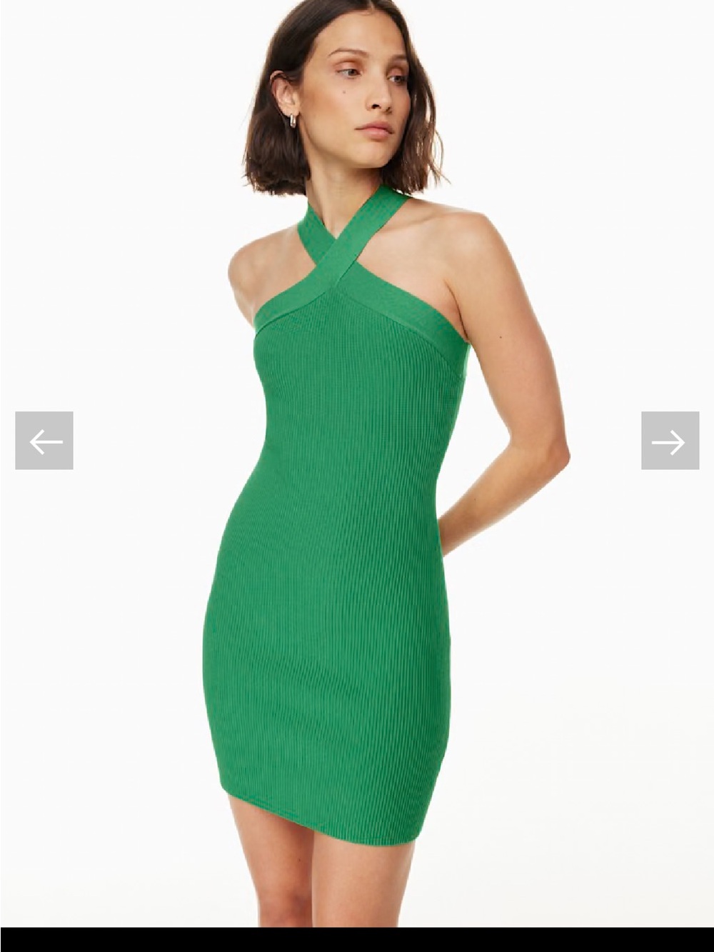 Aritzia Babaton Sculpt Knit Criss Cross Dress Green